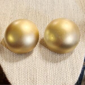 Very LARGE Button Style Earrings :) Brushed Gold
Plated Finish. Clip On